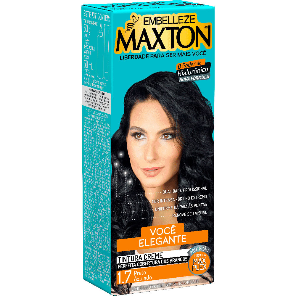 Tinta de Cabelo Maxton Você Mais Elegante Preto Azulado 1.7 KIT_E