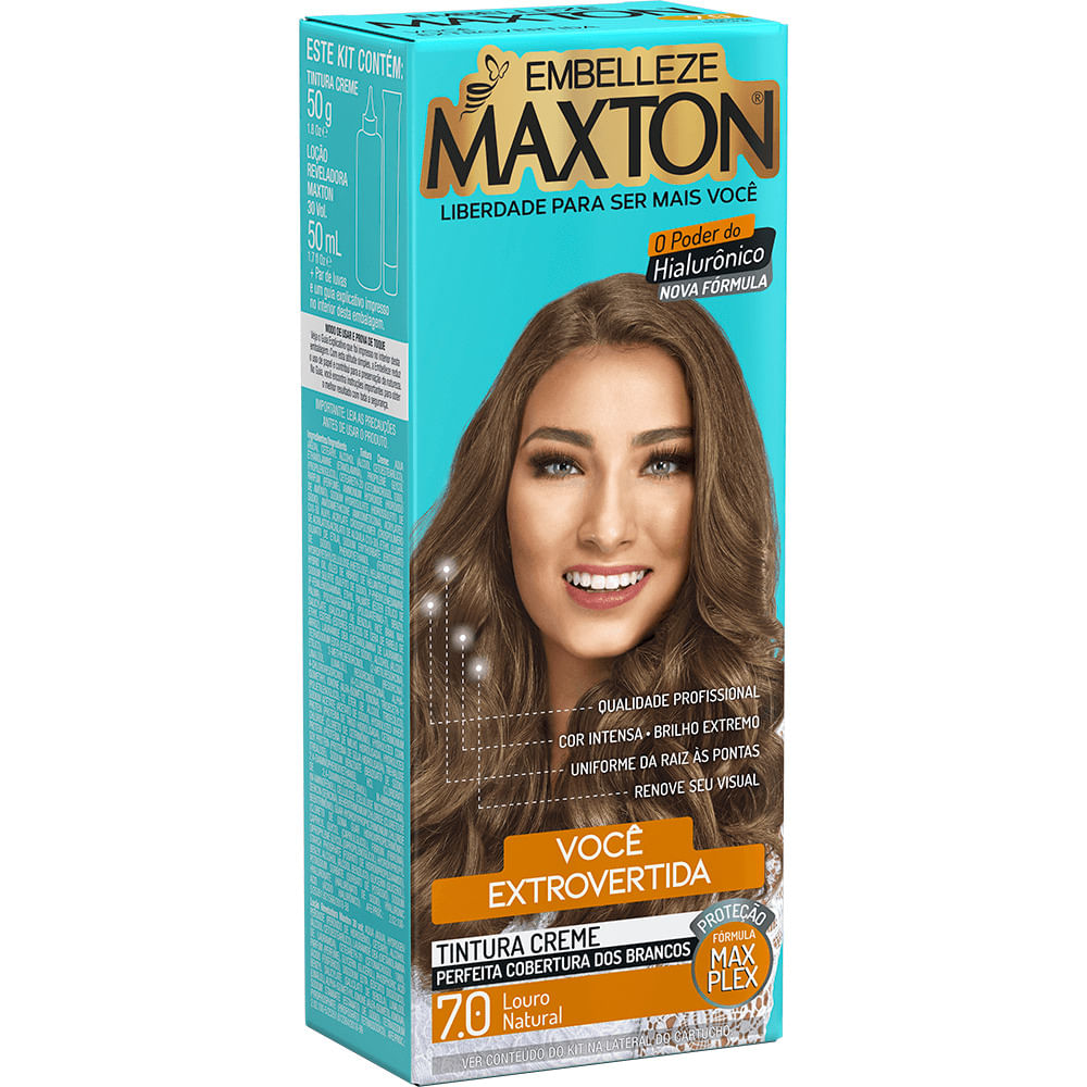 Tinta de Cabelo Maxton Você Mais Extrovertida Louro Natural 7.0 KIT_E