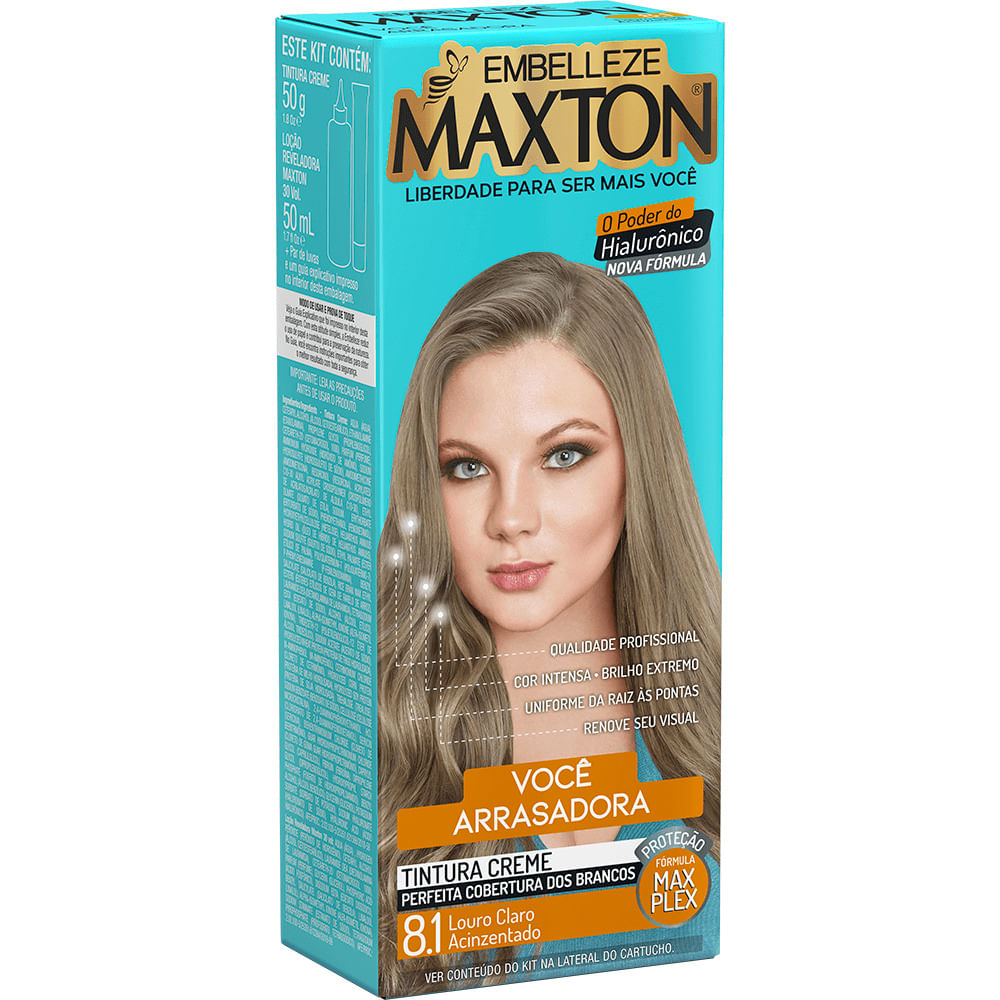 Tinta de Cabelo Maxton Você Mais Arrasadora Louro Sueco 8.1 KIT_E