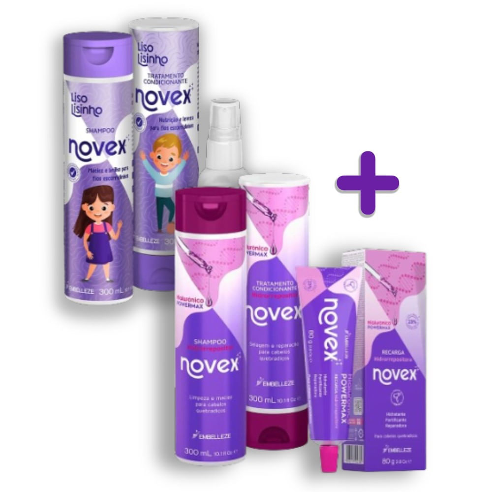 Kit Mãe e Filha com Novex Hialurônico + Novex Liso Lisinho KIT