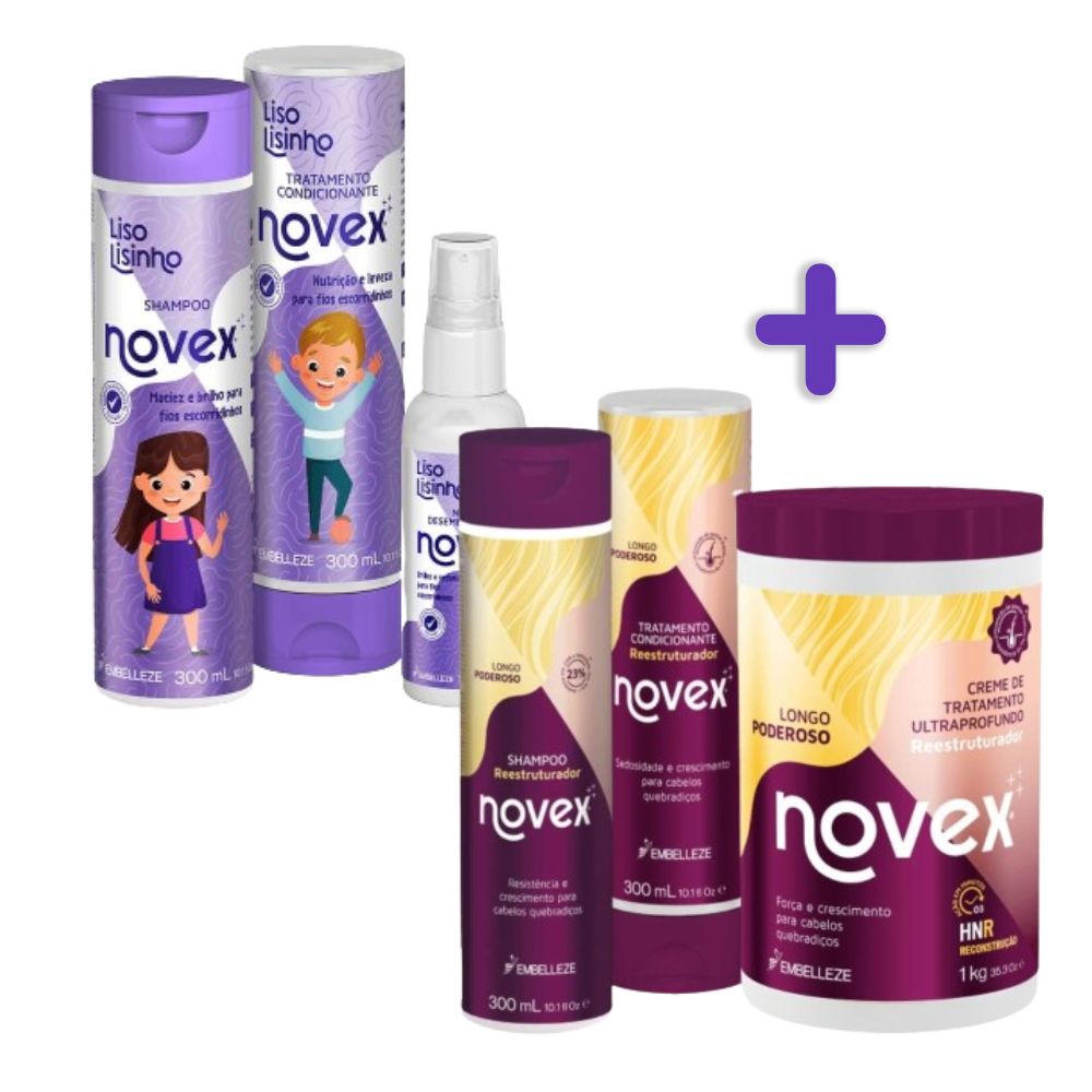 Kit Mãe e Filha com Novex Longo Poderoso + Novex Liso Lisinho KIT