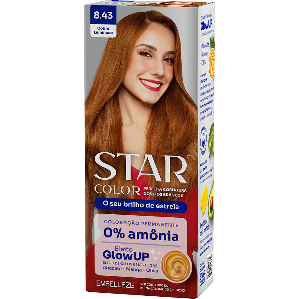 Tinta de Cabelo Star Color Cobre Luminoso 8.43  KIT_E