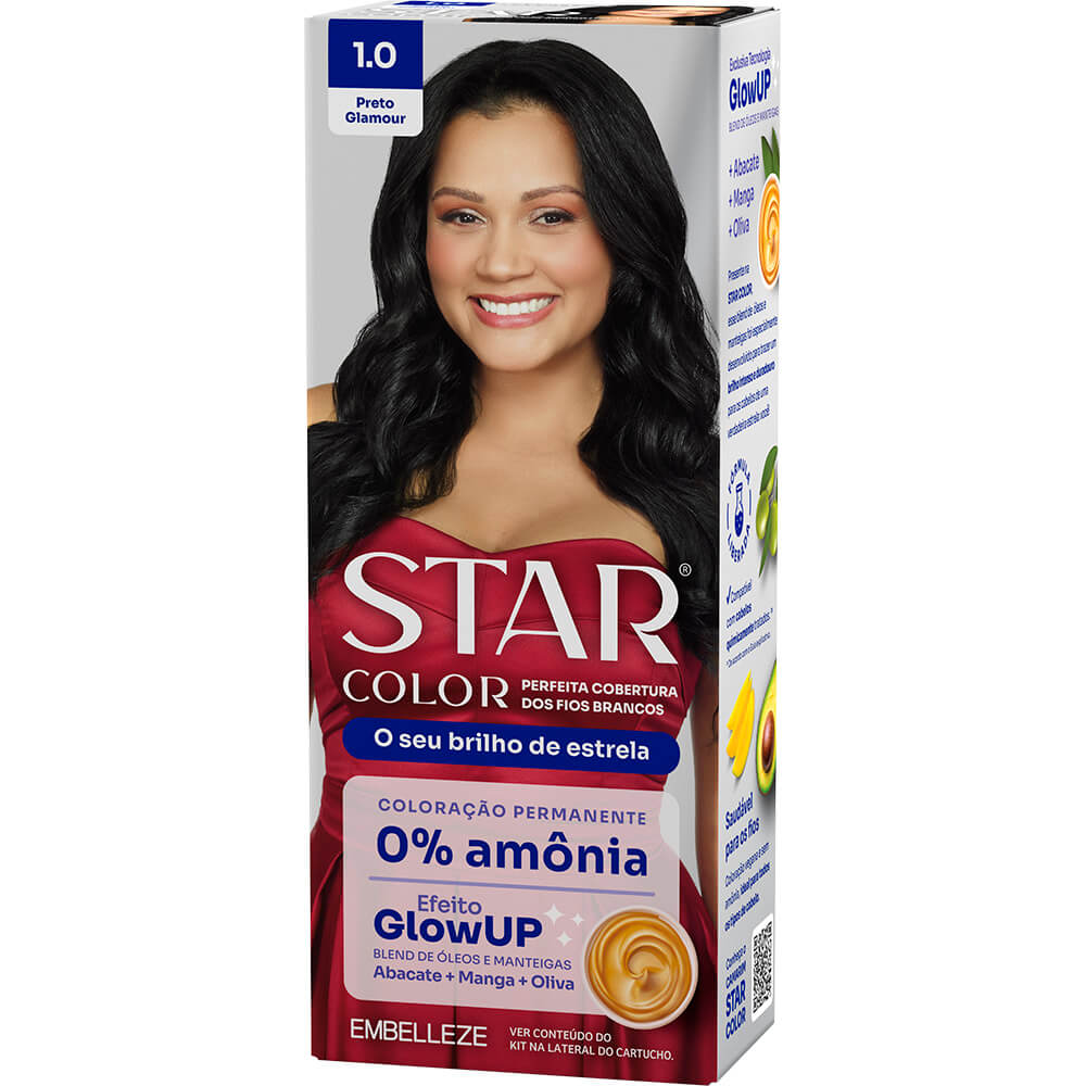 Tinta de Cabelo Star Color Preto Glamour 1.0 KIT_E