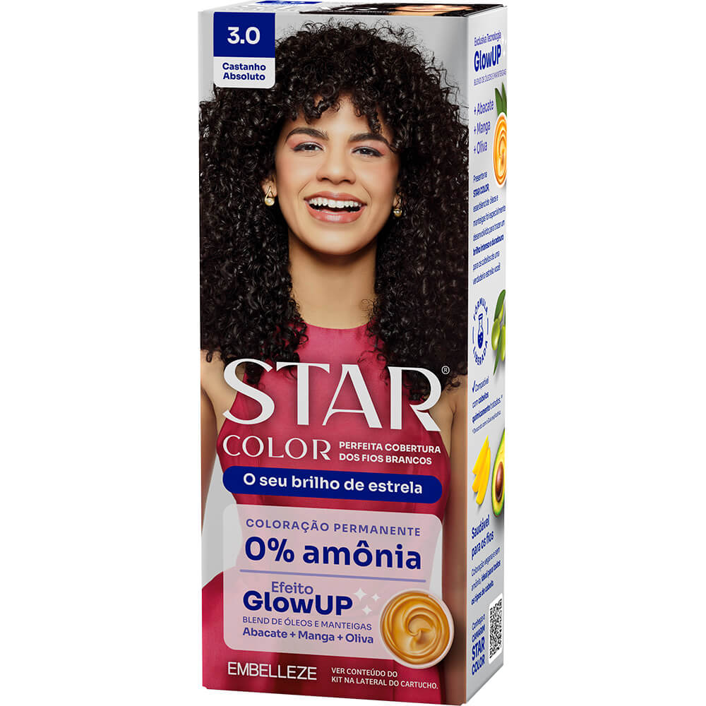 Tinta de Cabelo Star Color Castanho Absoluto 3.0 KIT_E