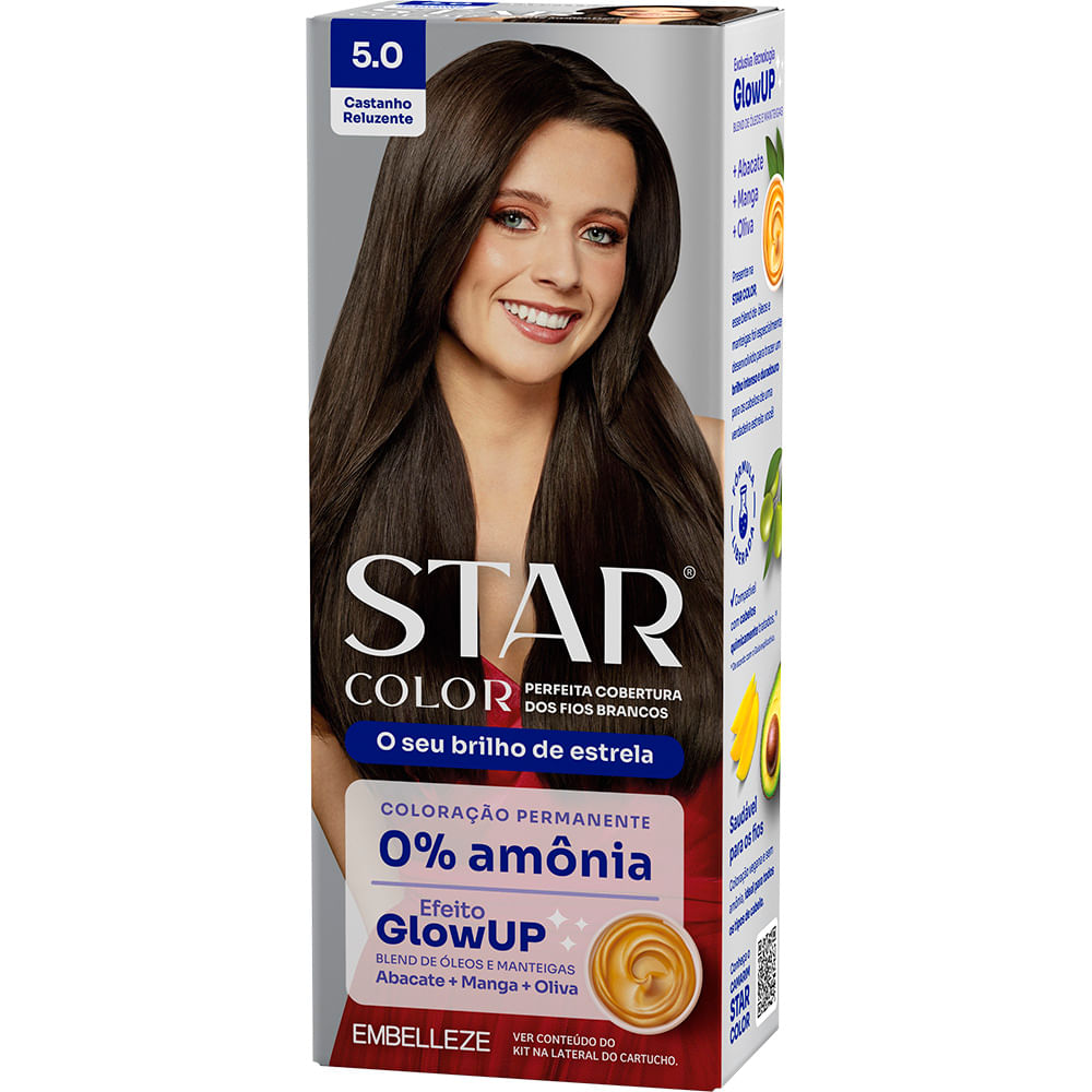 Tinta de Cabelo Star Color Castanho Reluzente 5.0 KIT_E